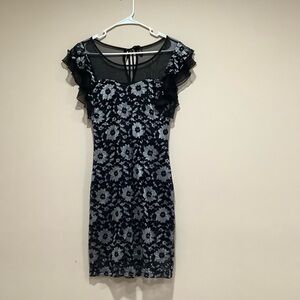 Chic Black and Gray Floral Dress